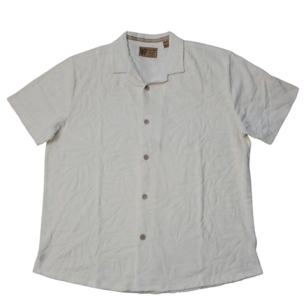 WP Weatherproof Men's Jacquard Print Soft Terry Shirt - Cream
